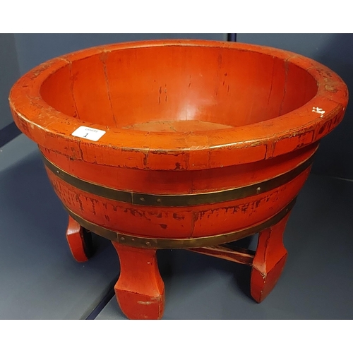 1 - Large Chinese Red Lacquer Bowl