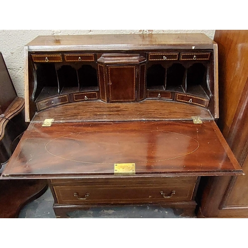 110 - Georgian Mahogany Inlaid Writing Bureau