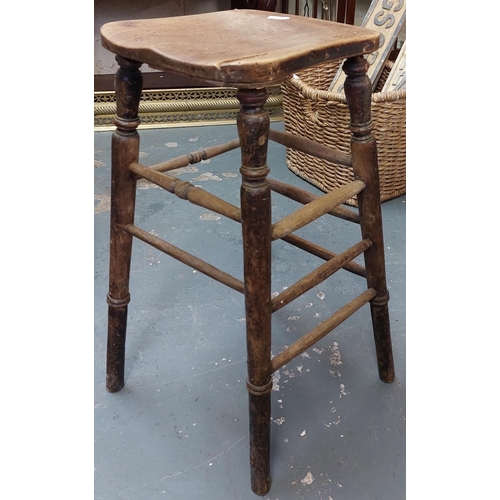 29 - Vict. Wooden High Stool