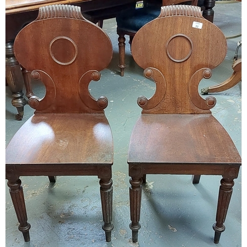 33 - Pair Vict. Mahogany Hall Chairs