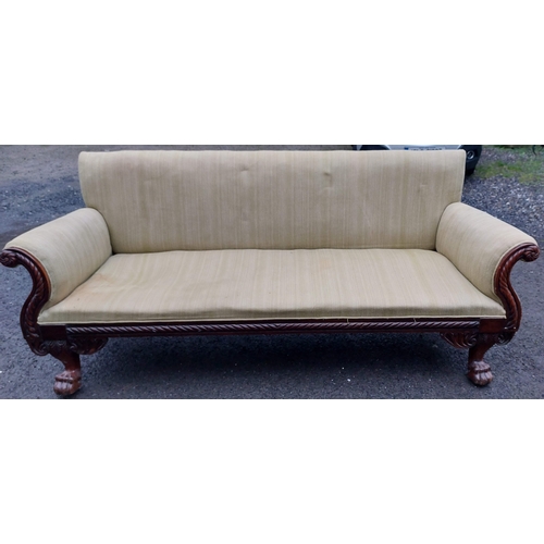 409 - Regency Highly Carved Settee C. 8ft Long