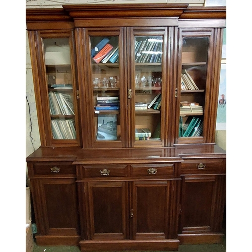 427 - Edwardian Mahogany Breakfront 4 Door Bookcase - C.6ft 3inch W x 7ft 5inch H