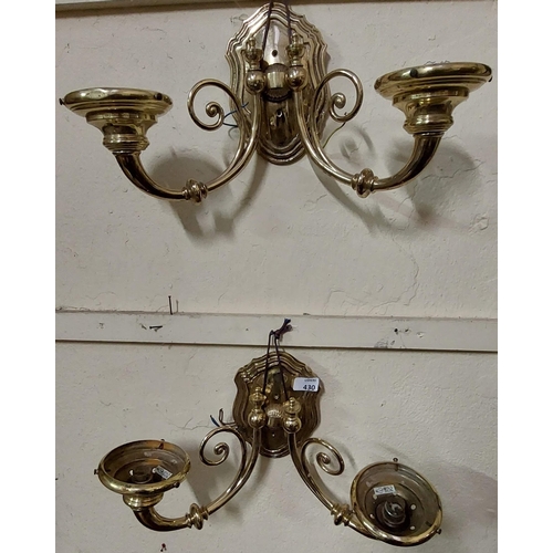 430 - Pair Double Brass Wall Lights