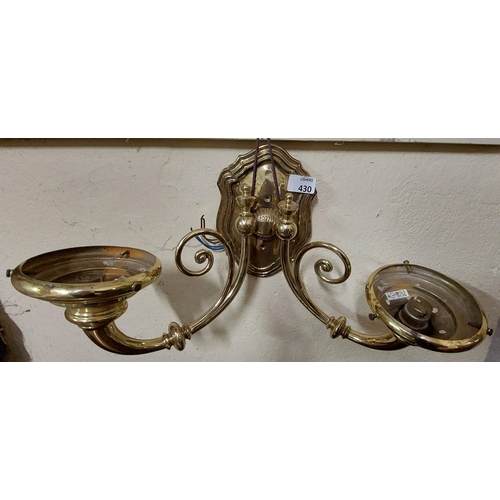 430 - Pair Double Brass Wall Lights