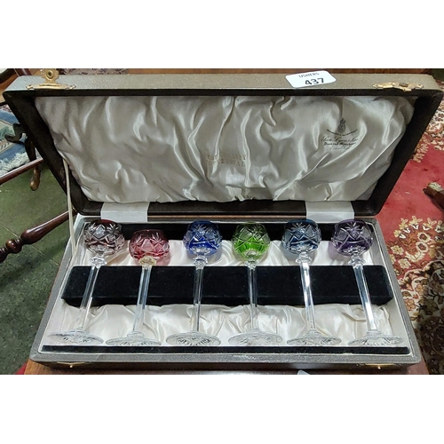 437 - Cased Set Of Coloured Glasses