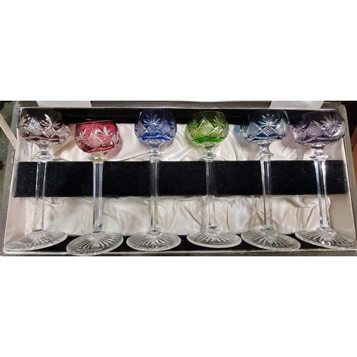 437 - Cased Set Of Coloured Glasses