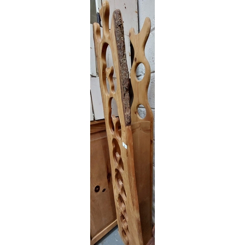 49 - Tall Natural Wood Wine Rail C. 6ft High