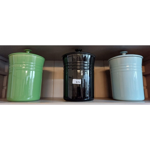 575 - 3 Le Crueset Jars + Lids