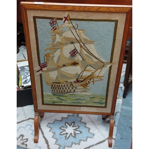 626 - Tapestry Sail Ship Firescreen