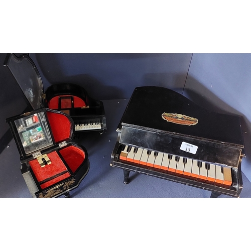 13 - Toy Grand Piano + 2 Piano Jewellery Boxes