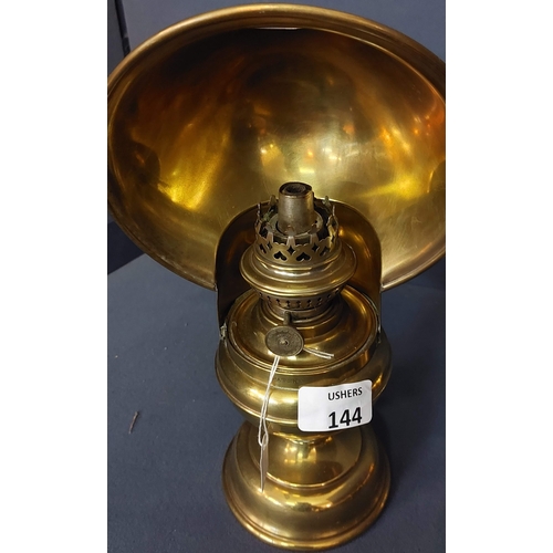 144 - 2 Brass Oil Lamps (One on a gimbal)