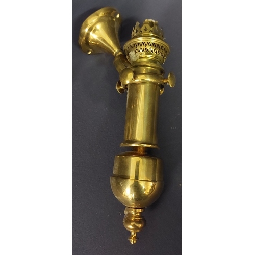 144 - 2 Brass Oil Lamps (One on a gimbal)