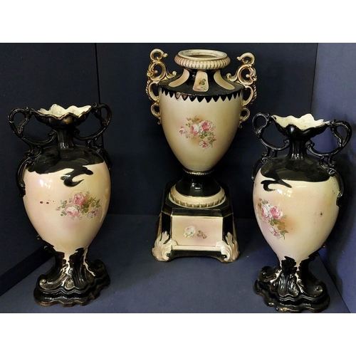 194 - Triple Victorian Vase Mantle Set