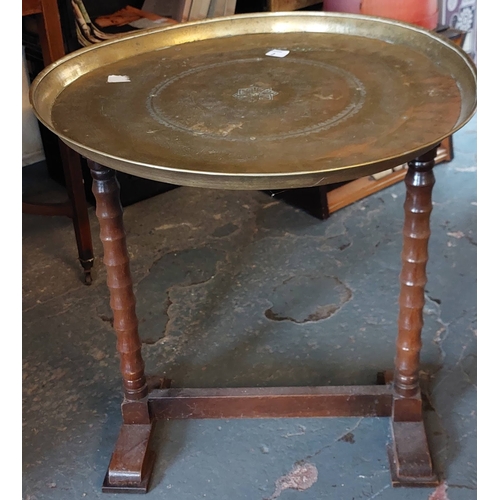 2 - Folding Brass Tray Table.