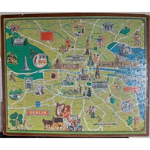 243 - Vintage Dublin Jigsaw + 2 Games (Bagatelle + Chinese checkers board)