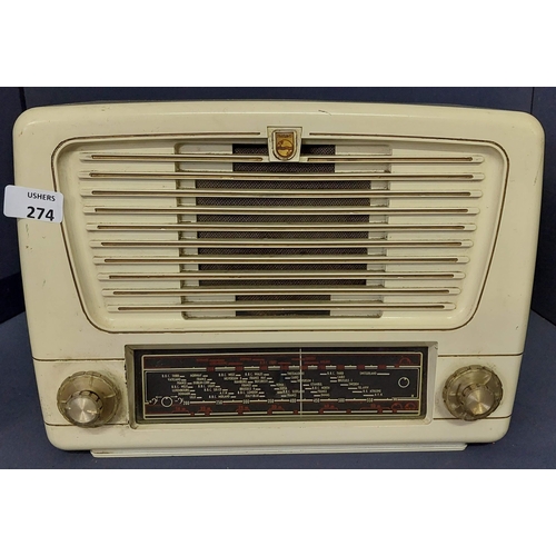 274 - Philips Cream Bakelite Radio