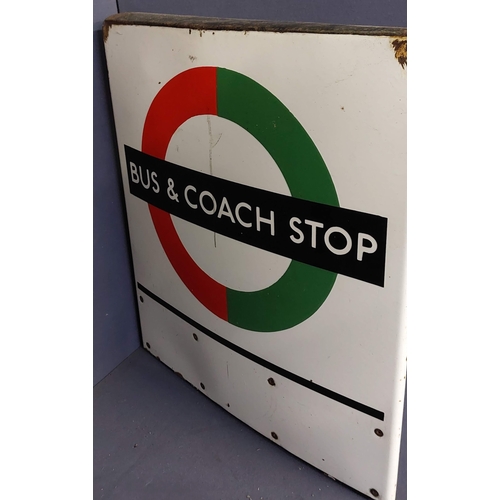 335 - Enamel Double Side Bus + Coach Stop Sign