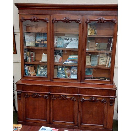 374 - 3 Door Victorian Mahogany Bookcase (Ex House Clearance Castlebar)