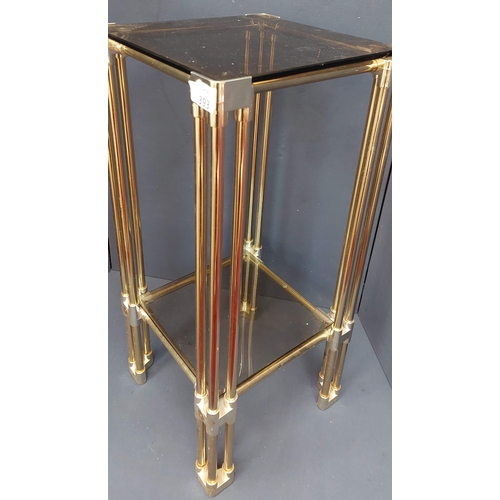 393 - 2 Tier Chrome + Glass Table