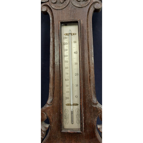 418 - Carved Victorian Aneroid Barometer