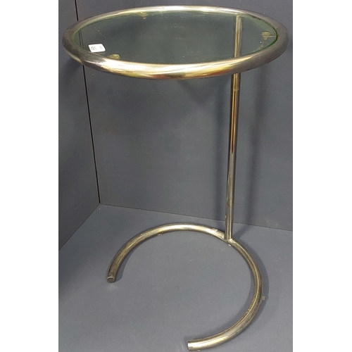 466 - Eileen Grey Style Chrome + Glass Table