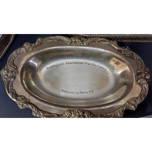 468 - Silver Plate Ware – Trays, Decanter Stand Incl. Presentation Tray To Bertie Ahern