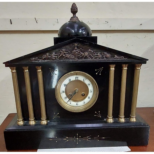 492 - Victorian Pillar Front Mantle Clock