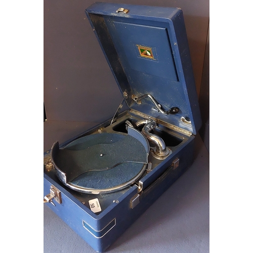 50 - His Masters Voice Table Gramophone (Blue)