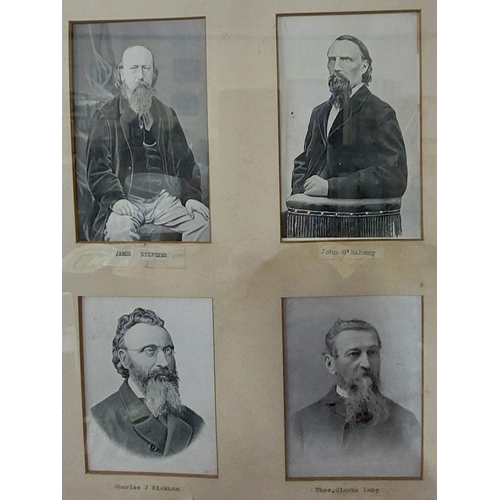 508 - Framed 4 Gents Portraits  - James Stephens, John O’Mahony, Charles Kickham, Thomas Clarke Luby