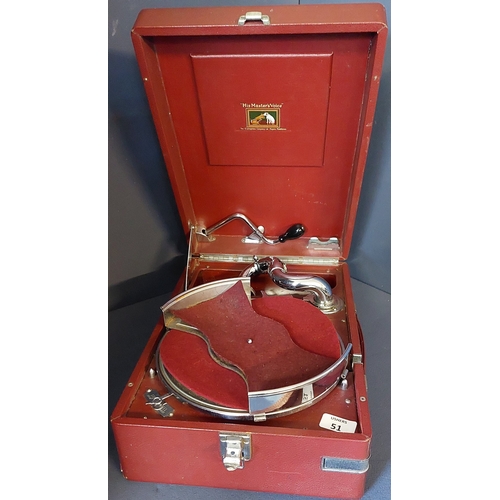 51 - His Masters Voice Table Gramophone (Red)