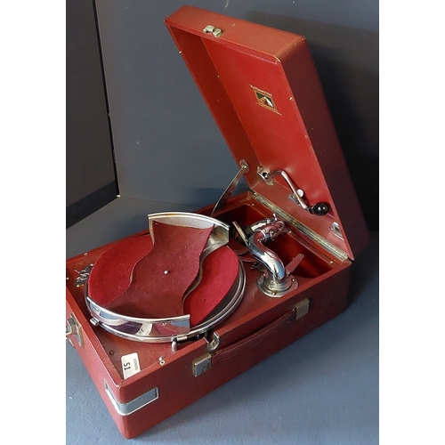 51 - His Masters Voice Table Gramophone (Red)