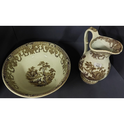 522 - “Rural” Brown Victorian Jug + Basin