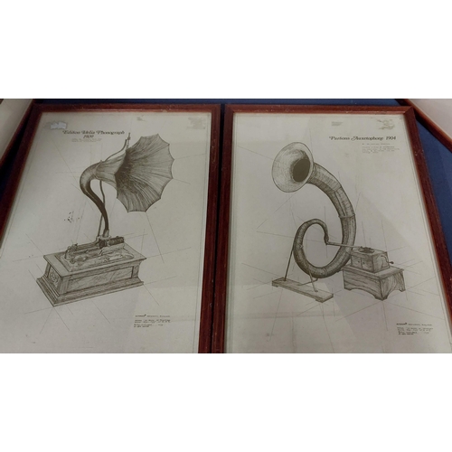 524 - Set 5 Framed Gramophone Posters