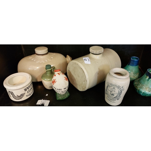 62 - 2 Earthenware Hot Water Jars + Vases