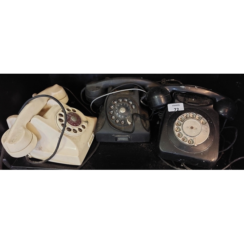 72 - 3 Dial Telephones (2 Bakelite)