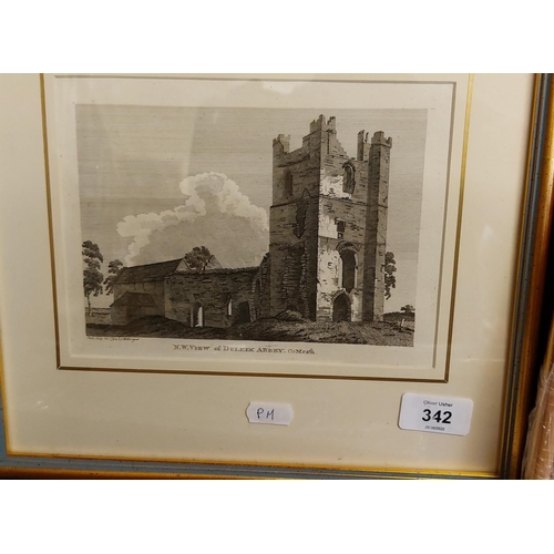 342 - 6 Framed Co. Meath Prints inc Trim Castle, Duleek Abbey, Dunmoe Castle, Asigh Castle, Slane Hermitag... 