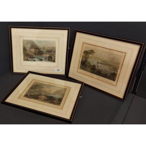 344 - Set of 3 Framed Irish Scenes by W.H. Bartlett