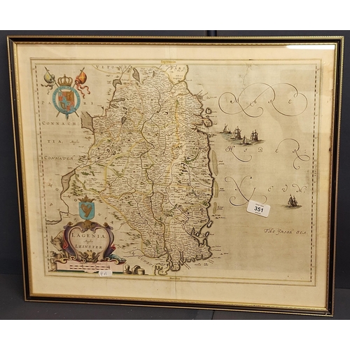 351 - Framed Lagenia / Leinster Map with additional mountings to the rear