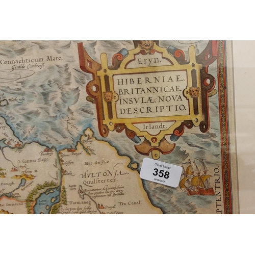 358 - Framed Map of Ireland - Hiberniae Britannicae Insvla Nova Descriptio