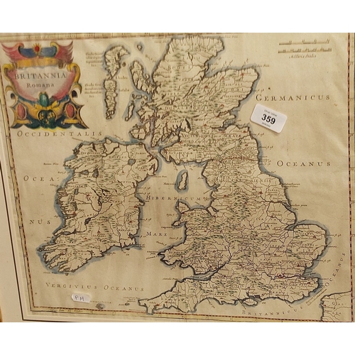 359 - Framed Map of Ireland and Britain - Britannia Romana