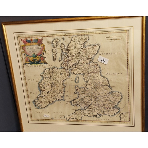 359 - Framed Map of Ireland and Britain - Britannia Romana