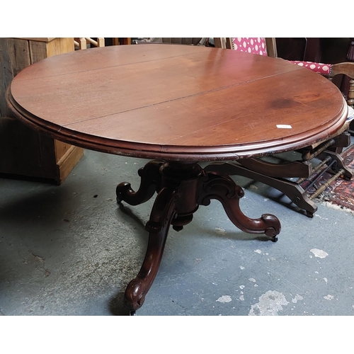 107 - Circular Mahogany Table on Tripod Base - C. 115cm Diameter