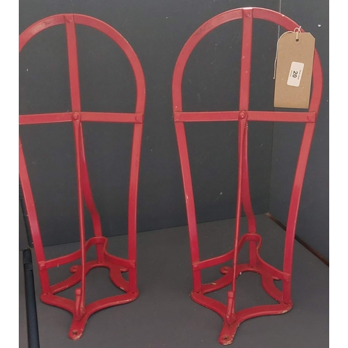 20 - 2 Red Metal Wall Mount Saddle Racks