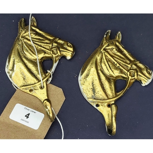 4 - 2 Brass Horse Coat Hangers