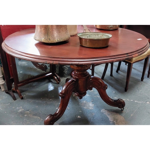 107 - Circular Mahogany Table on Tripod Base - C. 115cm Diameter