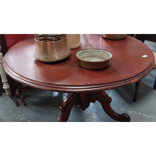 107 - Circular Mahogany Table on Tripod Base - C. 115cm Diameter