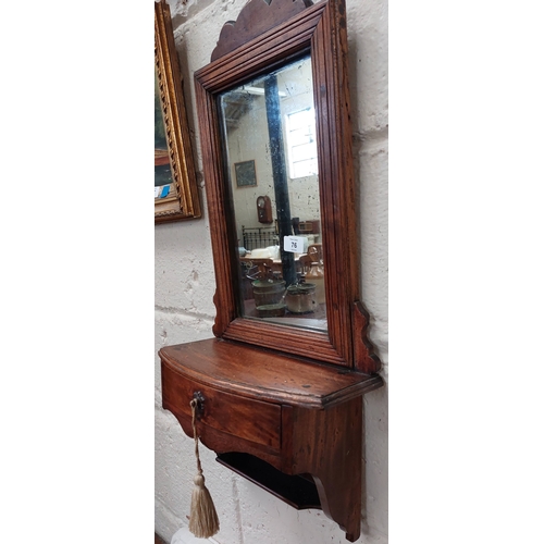 76 - Mahogany Wall Mounted Shaving Mirror with Drawer