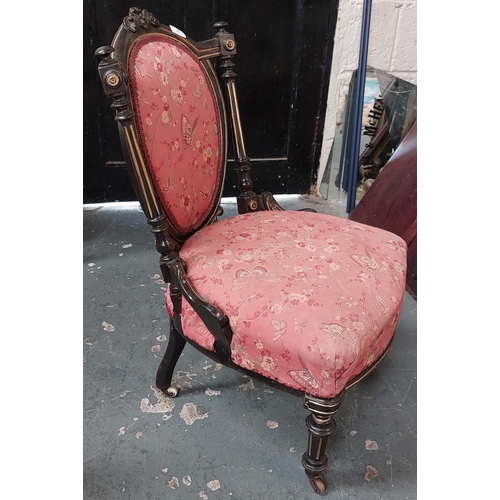 87 - Victorian Ebonised & Gilt Occasional Chair