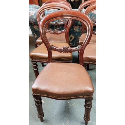 126 - 5 Victorian Leather Seated Dining Room Chairs