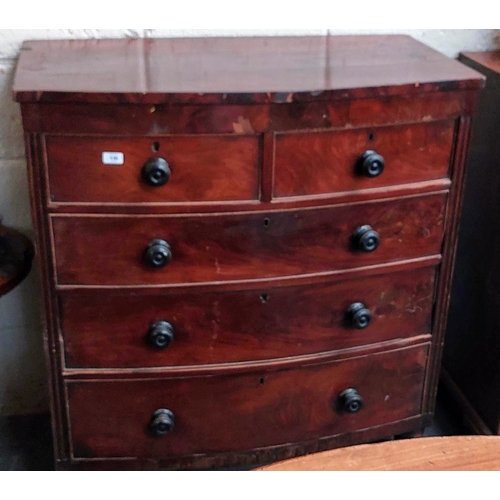 136 - 2 Over 3 Drawer Mahogany Chest of Drawers